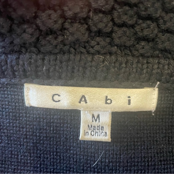 CAbi Jackie O Wool Blend Black Cropped Cardigan Sweater with Textured Collar - Picture 5 of 9
